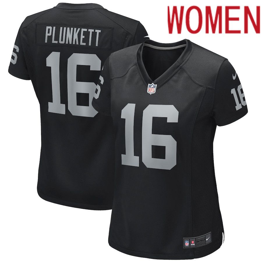 Women Oakland Raiders #16 Jim Plunkett Nike Black Game Retired Player NFL Jersey